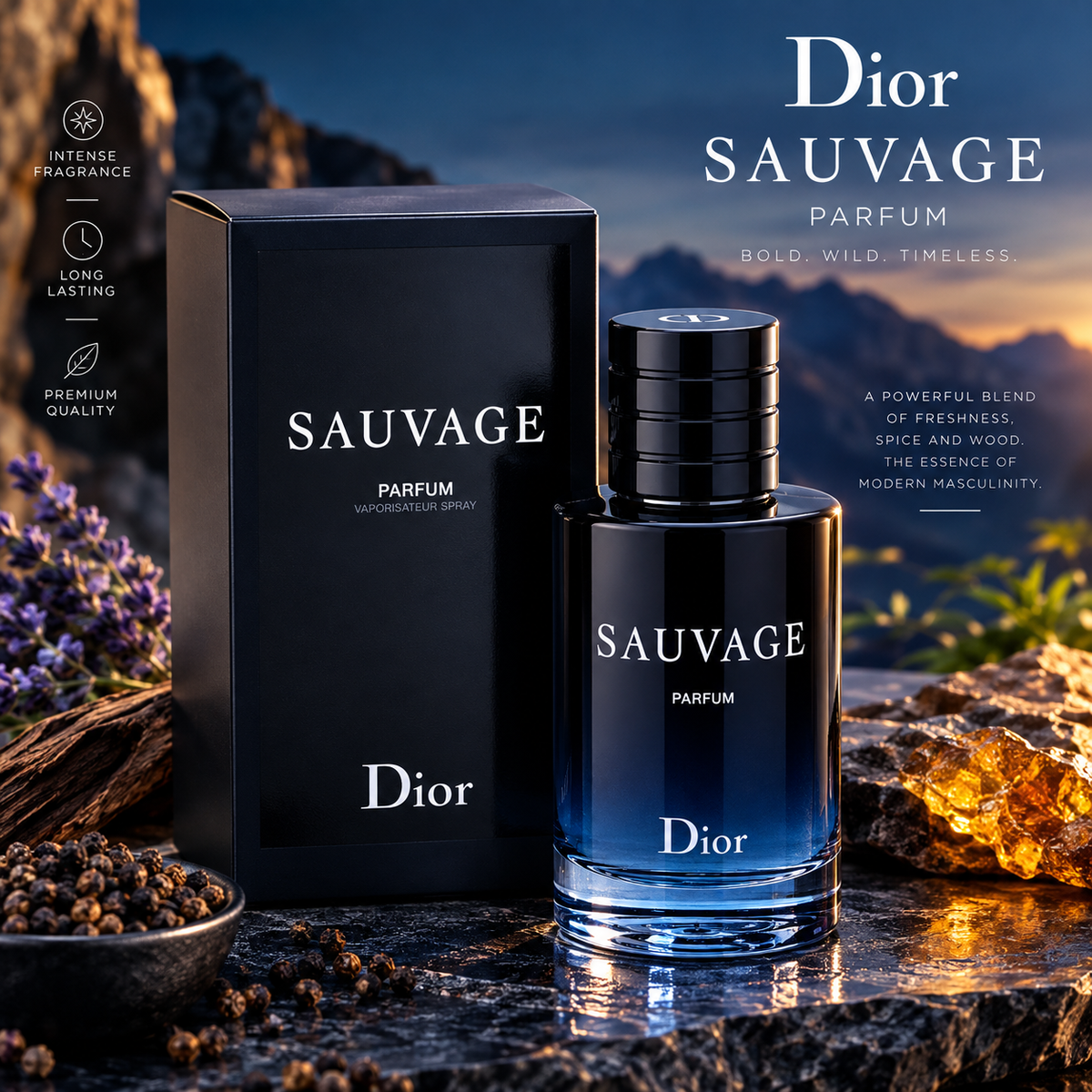 Sauvage Parfum by Christian Dior for man 3.3 / 3.4 oz New in Box
