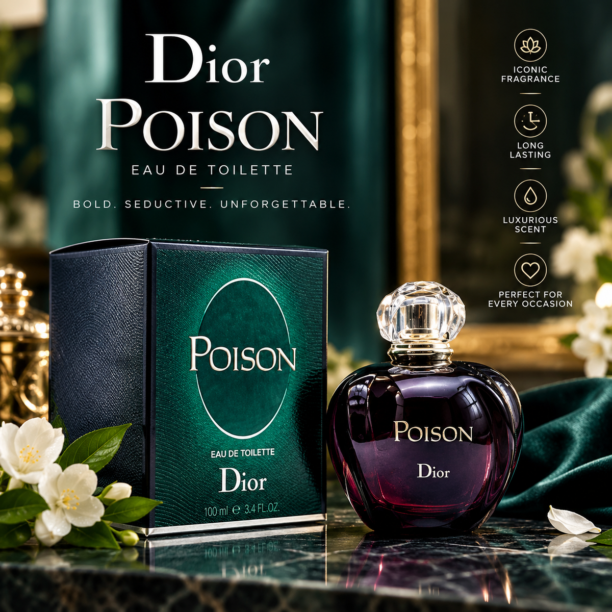Poison by Christian Dior 3.4 oz EDT Perfume for Women New In Box