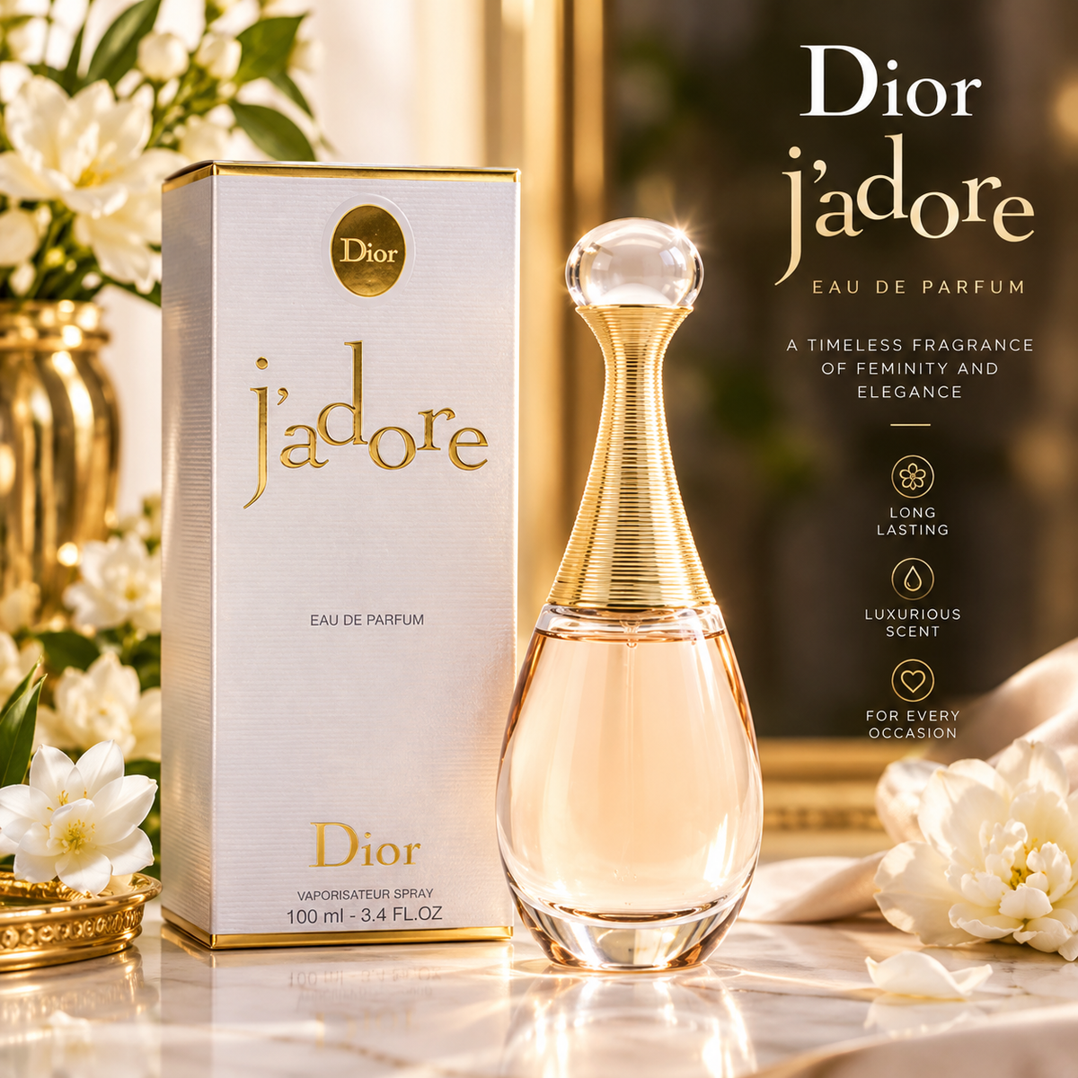 J'adore Christian Dior 3.4 oz Perfume for Women EDP New In Box